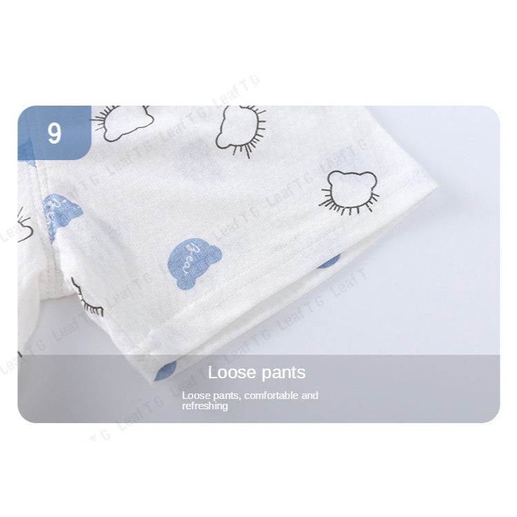 Bộ đồ ngủ áo thun tay ngắn + quần đùi vải cotton họa tiết hoạt hình cho bé từ 0 - 5 tuổi