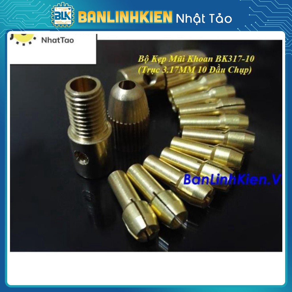 [Sale] Bộ Kẹp Mũi Khoan BK317-10 (Trục 3.17mm 10 Đầu Chụp)