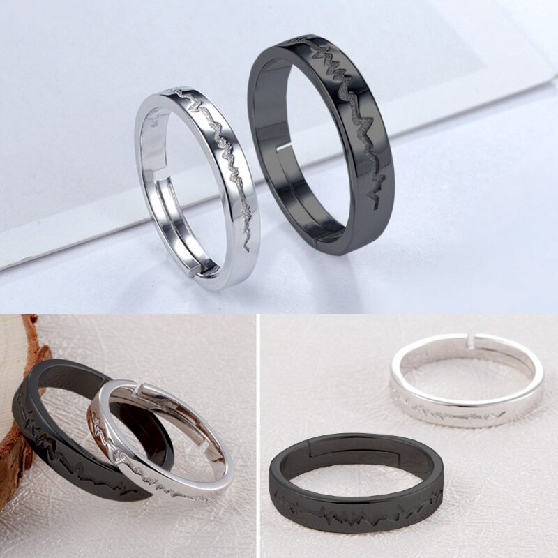 Nhẫn hợp kim thiết kế dòng nhịp tim thanh lịch cho nữ/nam