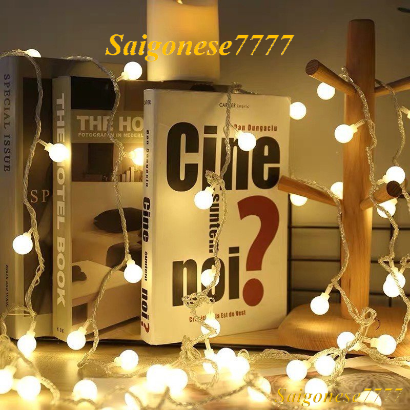Đèn Led Xài Điện Bóng Đèn Tròn Cherry Ball Trang Trí Noel Lễ Tiệc Decor Phòng Ngủ Ánh Sáng Vàng Lung Linh