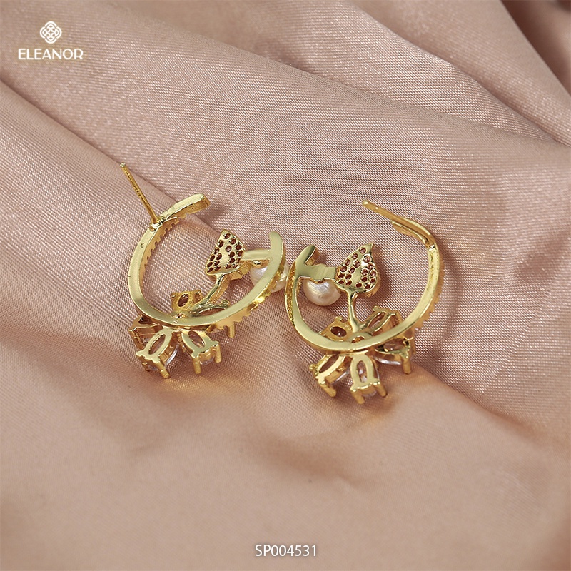 Bông tai nữ hình hoa đính đá Eleanor Accessories phụ kiện trang sức phong cách Hàn Quốc thời trang