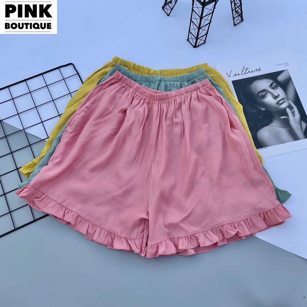 Đồ Bộ Đũi Nữ Mặc Nhà Ngủ Mùa Hè Áo Tay Cánh Tiên Quần Short Hàng Thiết Kế PINK BOUTIQUE | BigBuy360 - bigbuy360.vn