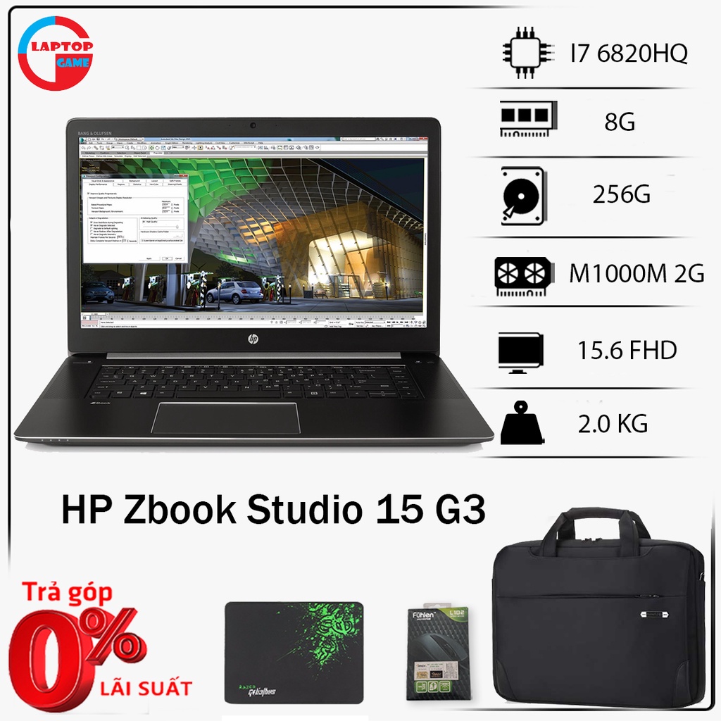 (Máy trạm đồ họa siêu mỏng)HP ZBook Studio G3 core i7 6700hq,ram 8g,ssd 256g,vga m1000m-4G;laptop cũ chơi game và đồ họa