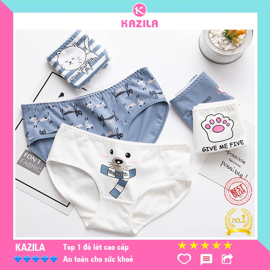 Quần lót Teen nữ dễ thương hình Mèo, Quần lót nữ cotton kháng khuẩn Kazila QLT8