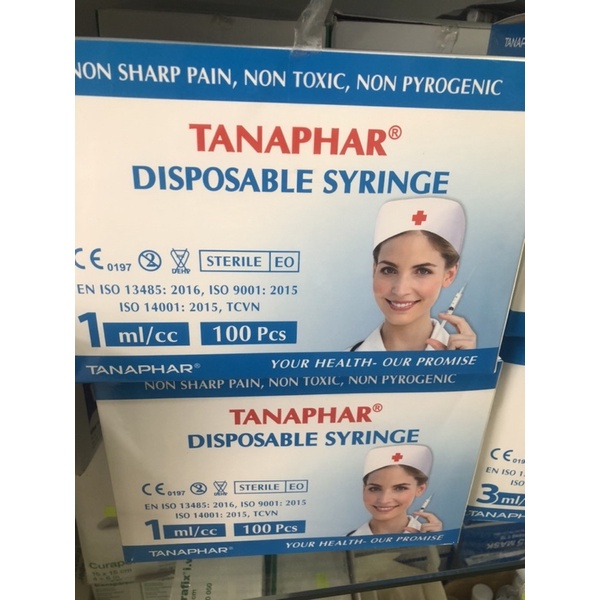 ❤️ Bơm kim tiêm 1cc 1ml Tanaphar Bơm tiêm /Ống tiêm  dùng 1 lần Tanaphar 1ml ,bơm tiêm 1cc/ml