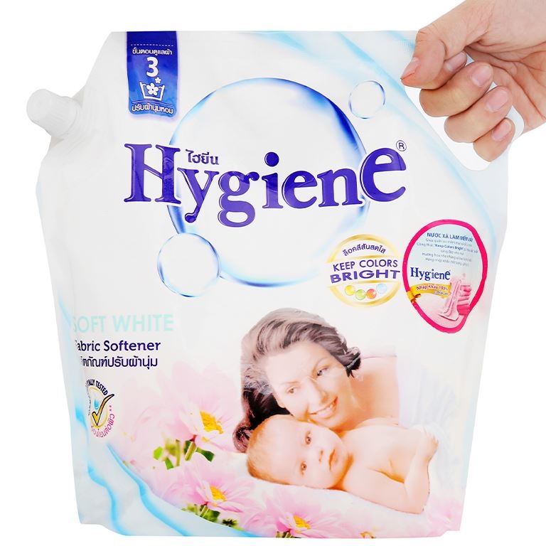 Nước xả cho bé Hygiene Soft White túi 1.8 lít Thái Lan - Công thức &quot;keep colors bright&quot;