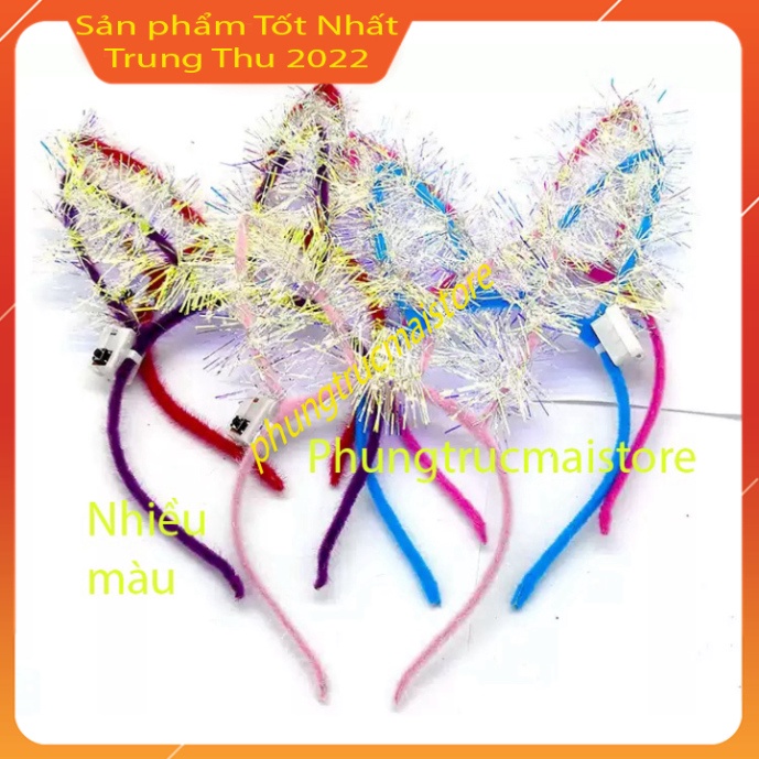 Bờm tóc - Băng đô bờm tai thỏ kim tuyến phát sáng trang điểm Hàn Quốc