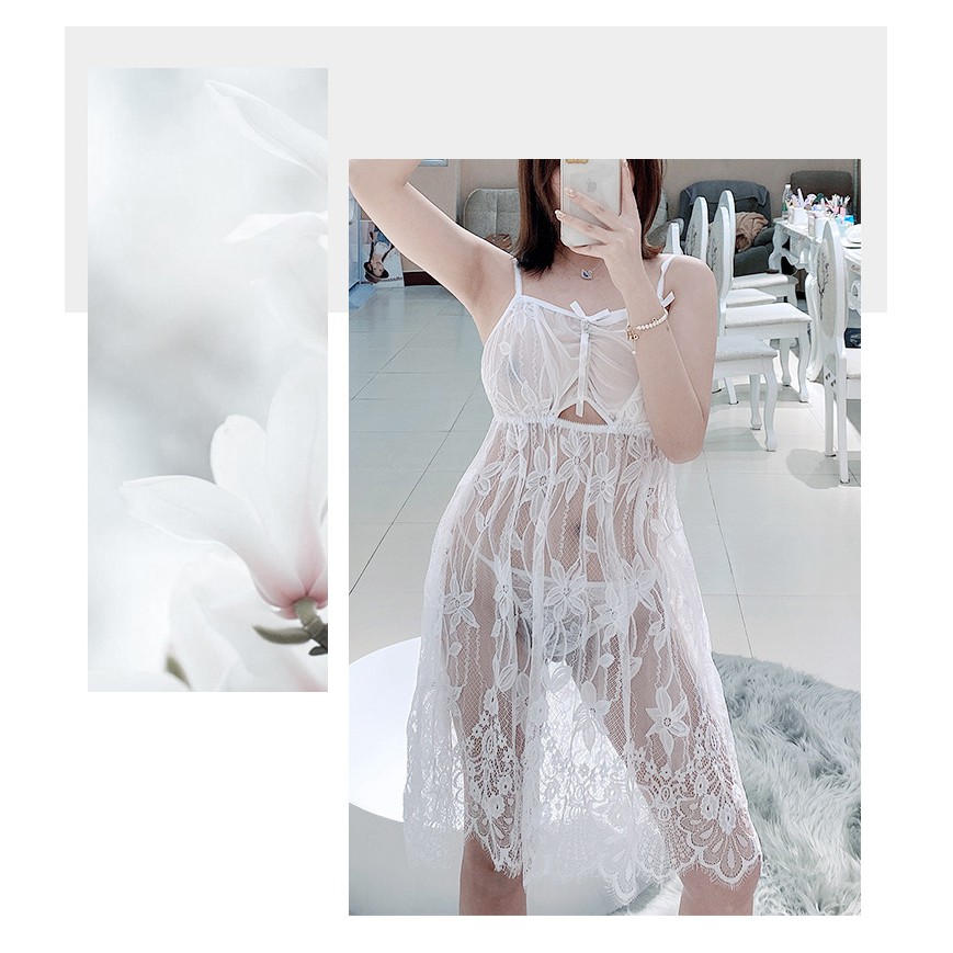 Đầm ngủ ren xuyên thấu from xòe sexy TK2762