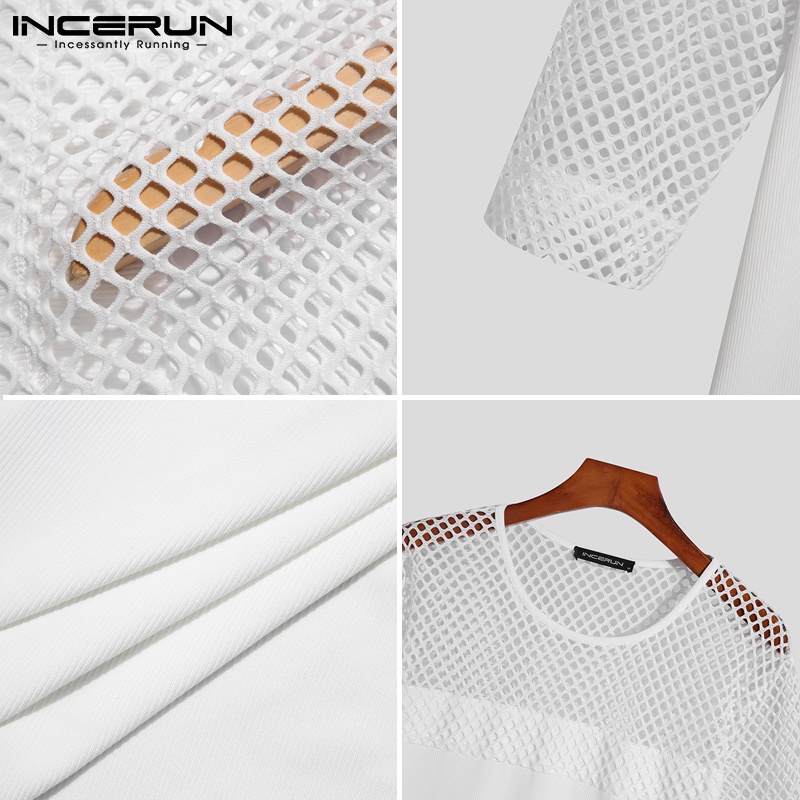 Áo INCERUN màu trắng tay dài thời trang dành cho nam