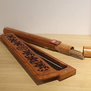 Hộp gỗ xông trầm hương và ống gỗ đựng nhang trầm hương không tăm