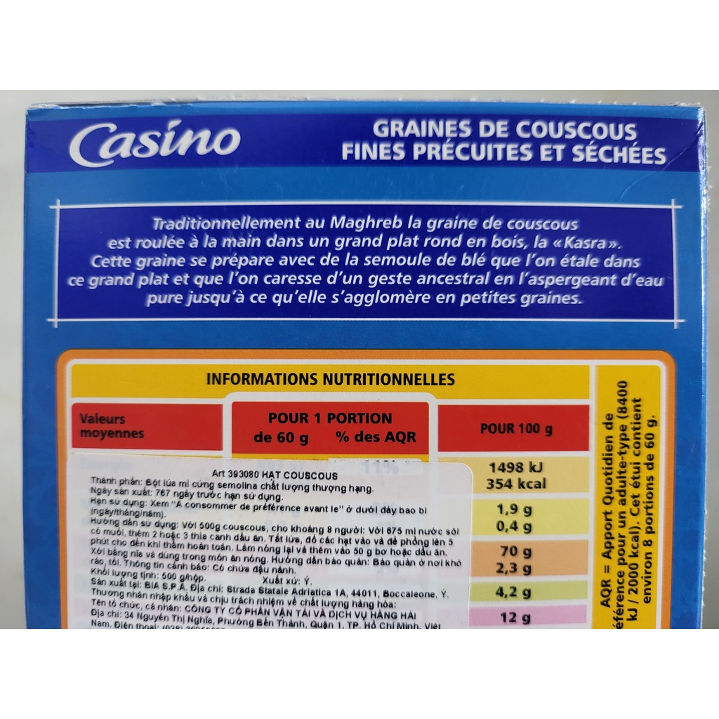 [Hộp 500g] HẠT LÚA MÌ CỨNG [Italia] CSN CousCous