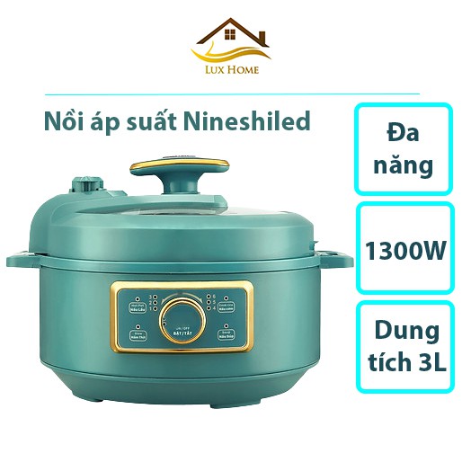 [HÀNG CHÍNH HÃNG] Nồi áp suất điện đa năng NineShield - Dung tích 3 Lít - Điều khiển điện tử - 6 Chế độ nấu tự động