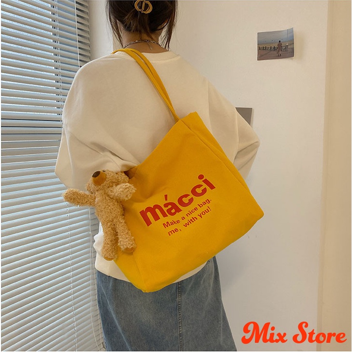 Túi vải nữ, túi đeo vai nữ macci cao cấp giá rẻ phong cách Nhật Bản, Hàn Quốc, túi tote MixStore