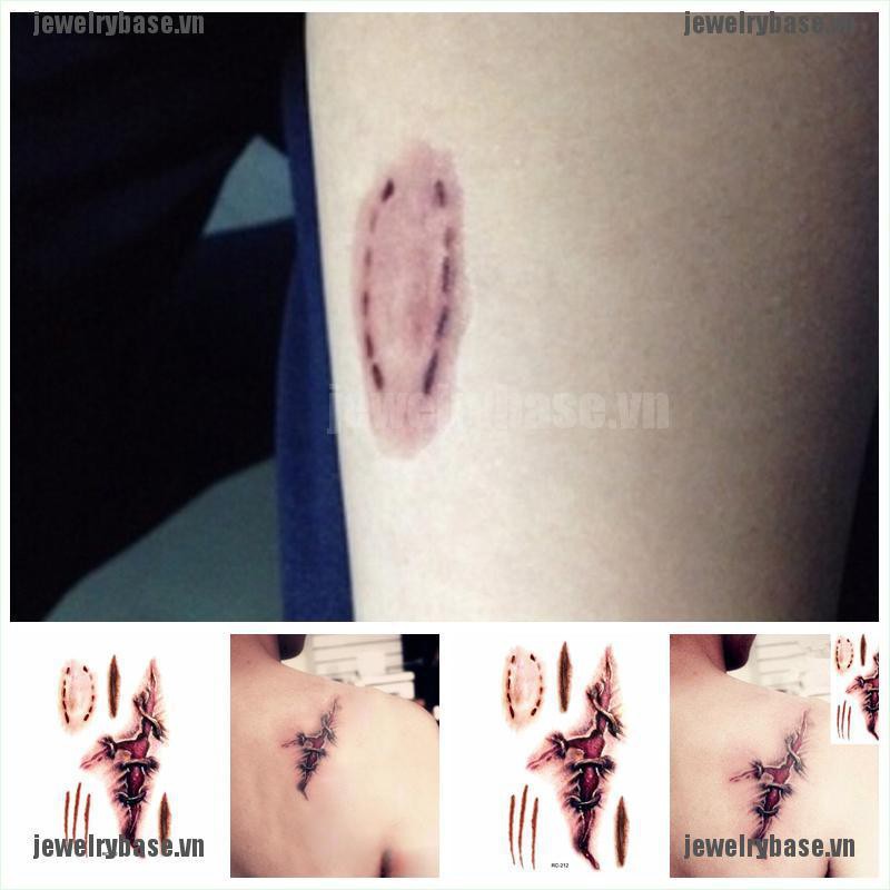 2Pc Wound/Scab/Blood Halloween Scar Tattoos Temporary Tattoos Sticker Realistic [basevn