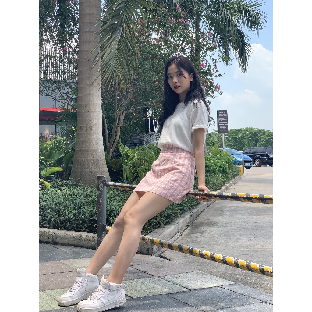 [Freeship đơn từ 0đ] Áo phông trắng trơn dáng rộng - chân váy ulzzang