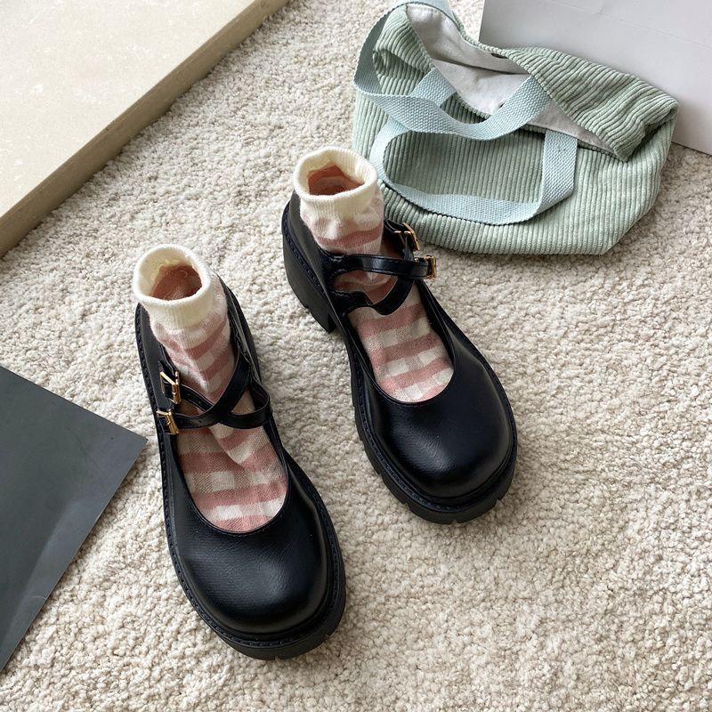 [Sẵn đen bóng 39] Giày búp bê lolita đế răng cưa | BigBuy360 - bigbuy360.vn