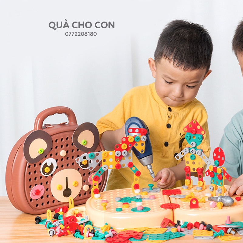 BỘ ĐỒ CHƠI KỸ SƯ LẮP RÁP HÌNH ĐỘNG VẬT - ĐỒ CHƠI VẶN ỐC VÍT HƯỚNG NGHIỆP CHO BÉ