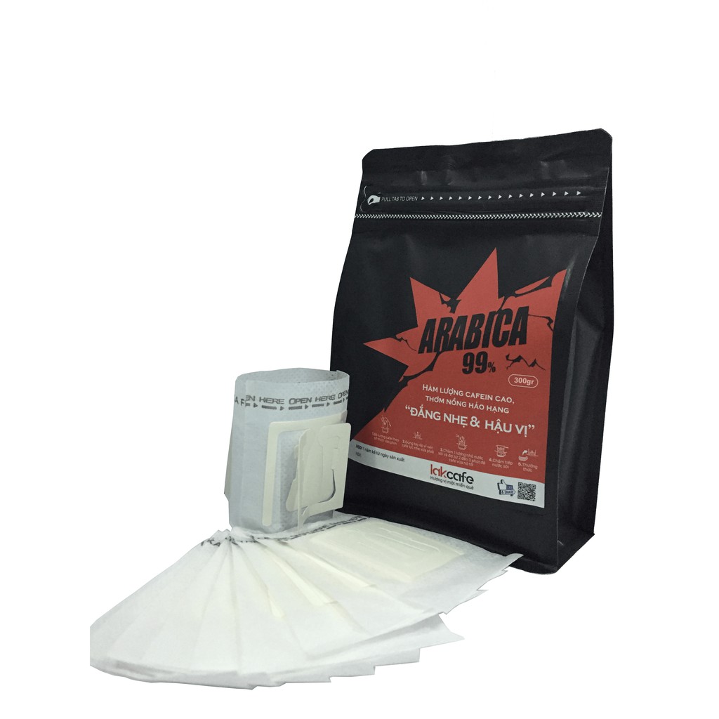 [Tặng 2 Phin Du Lịch] 300gr Cafe Bột Arabica Nguyên Chất - Lakcafe Với Bí Quyết Nông Dân Dak Nông - Thơm Nồng & Hậu Vị