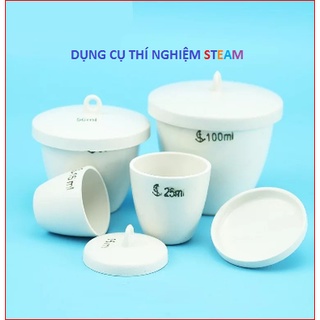 Chén nung sứ có nắp  phòng thí nghiệm fi 30ml, 40ml, 50ml, 100ml