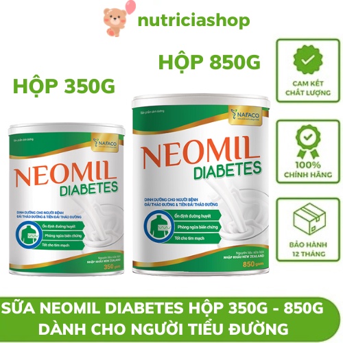 Sữa bột Neomil Diabetes 350g - 850g dinh dưỡng cho người bệnh đái tháo đường và tiền đái tháo đường