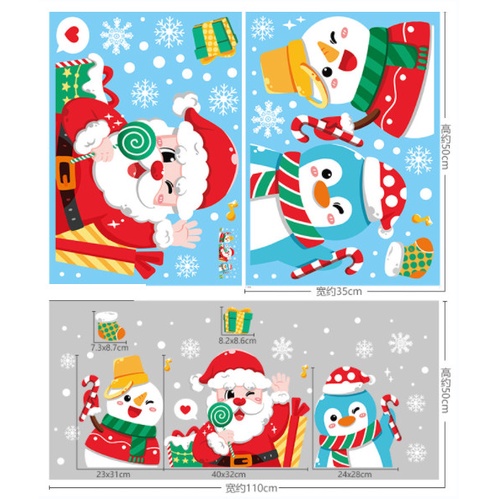 Decal trang trí Noel Hít Tĩnh Điện 2 mặt - CÁNH CỤT CHOÀNG KHĂN CÙNG CÁC BẠN