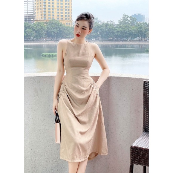Váy túi sườn be hai bên