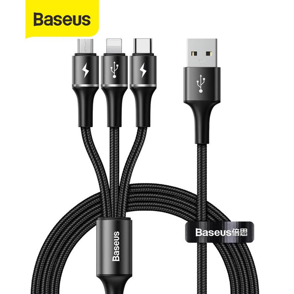 Dây sạc 3 đầu Baseus lightning micro usb type c - Cáp 3 trong 1 cho iphone samsung xiaomi 3 in 1 ...
