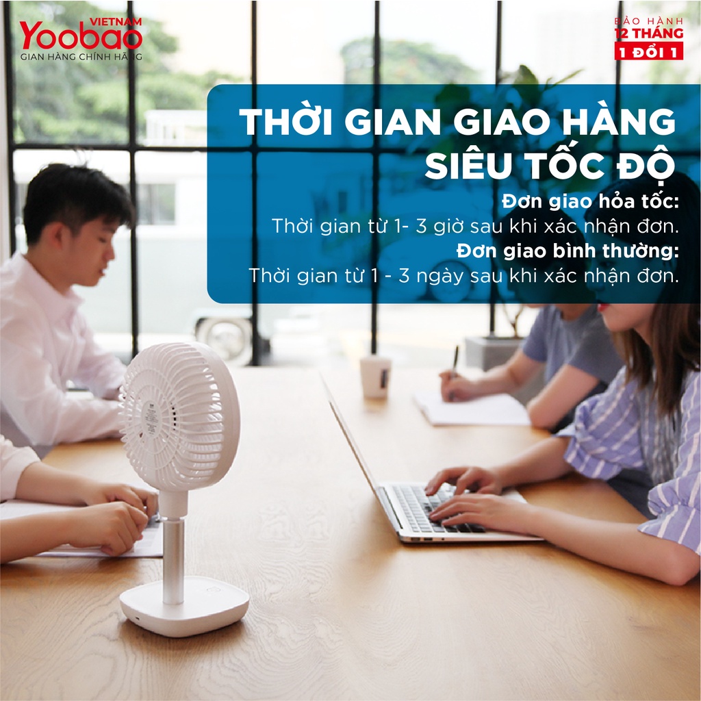 [CHÍNH HÃNG-BH 12 THÁNG] Quạt sạc mini để bàn YOOBAO F1 4000mAh 4 chế độ gió Góc xoay 45 độ An toàn cho trẻ