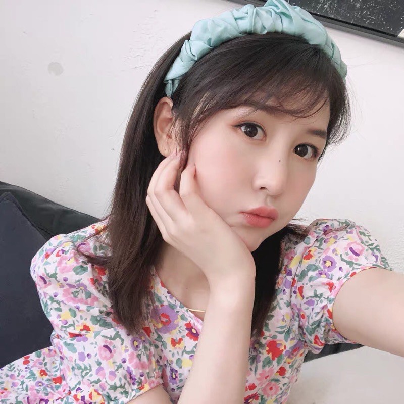 Cài tóc nữ lụa 1 màu nhún - Băng đô tóc trơn màu paste - Maben