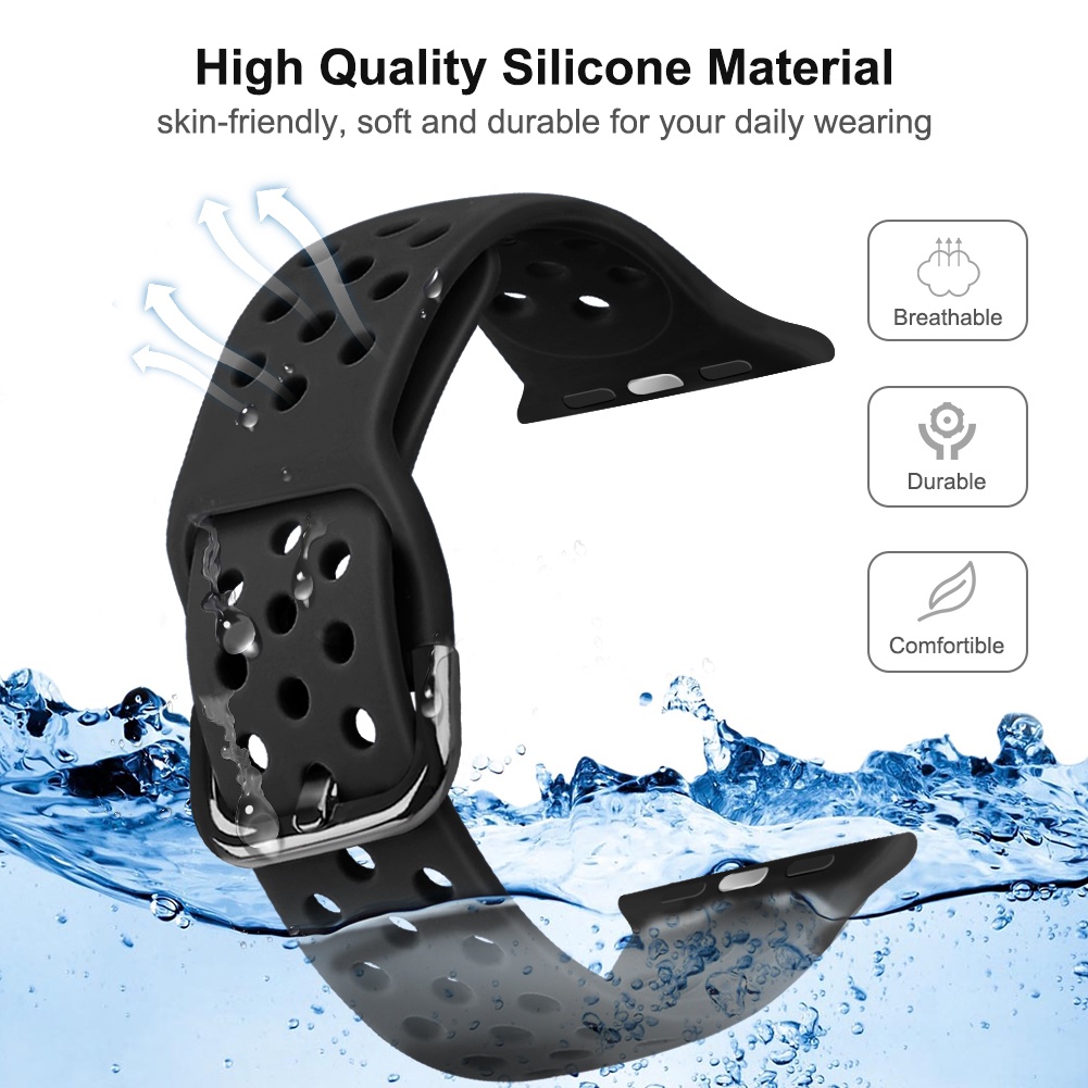 Dây Đeo Silicon Mềm Có Khóa Kim Loại Cho Đồng Hồ Thông Minh Apple Watch 41 / 40 / 38mm 49 / 45 / 44 / 42mm Series Ultra / 8 / 7 / SE / 6 / 5 / 4 / 3 / 2 / 1