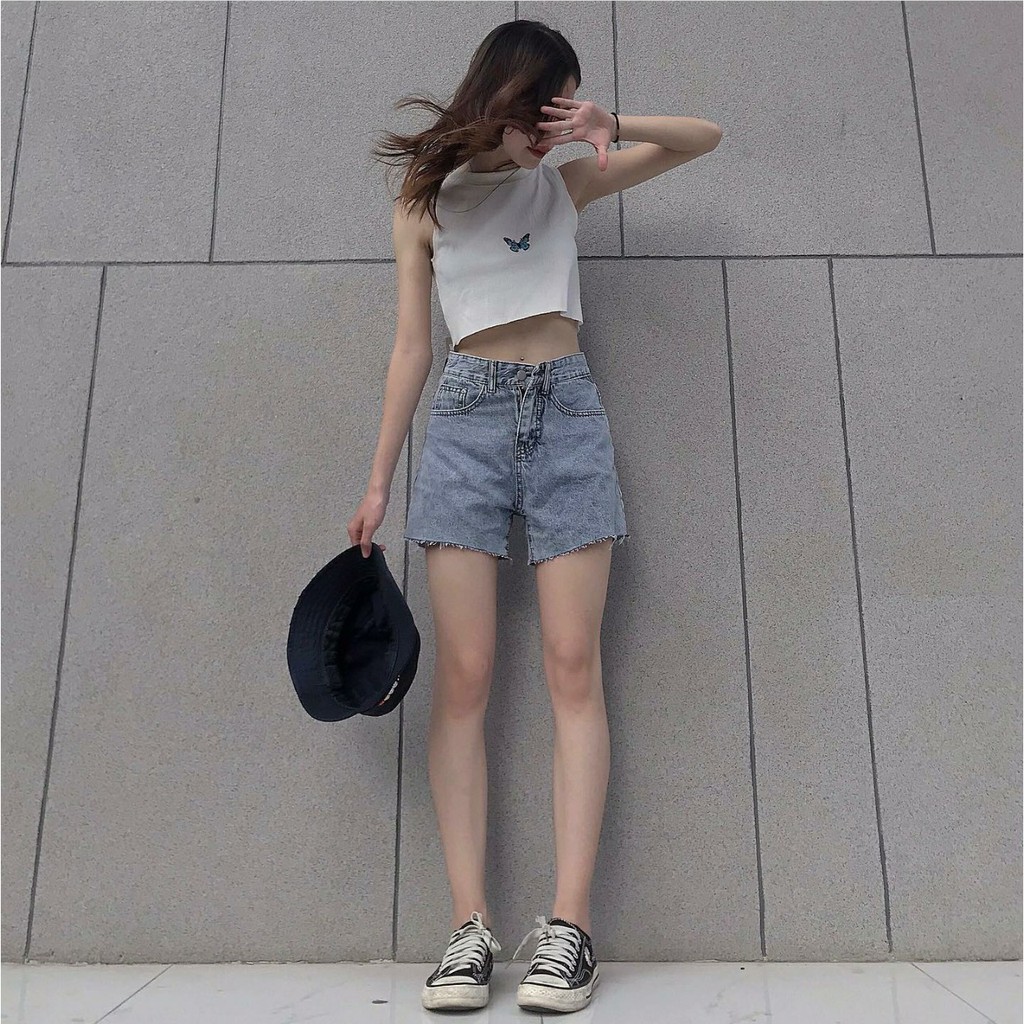 Áo Croptop Thêu Bướm Ulzzang (3 Màu)