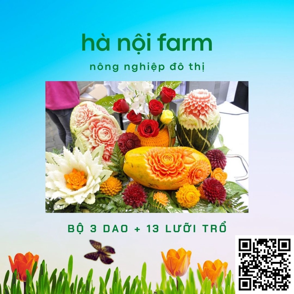 Bộ Dao Tỉa Hoa Quả đa năng 13 chi tiết, chất liệu thép sắc bén