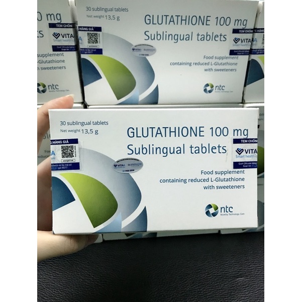Viên Ngậm Trắng Da Glutathione 100mg nhập khẩu Italy - Glutathione 100mg Sublingual Tablets - glutathion 100mg