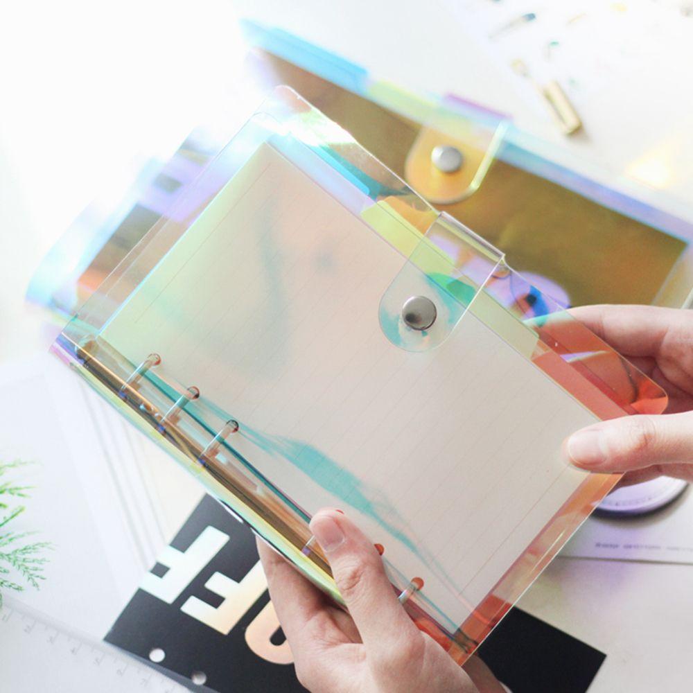 Sổ Nhật Ký Bằng PVC Trong Suốt Laser Họa Tiết Chiếc Lá Dành Cho Văn Phòng Khổ A5 A6 A7