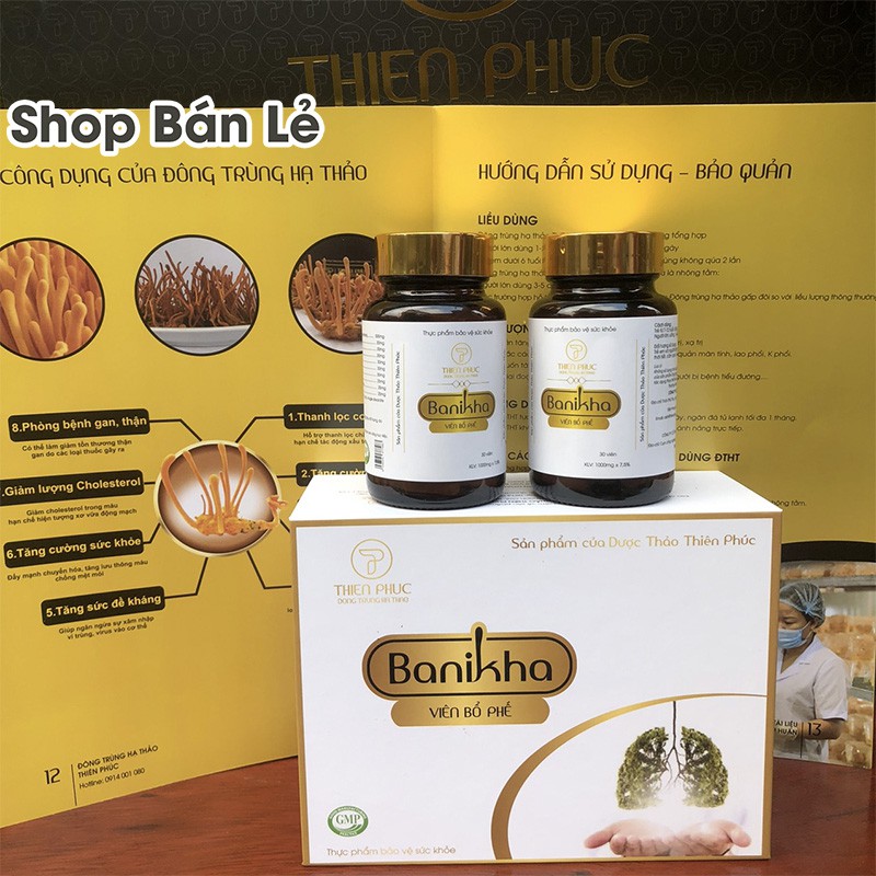 [Chính hãng] Viên Bổ Phế Banikha Thiên Phúc (Hộp 2 Lọ x 30 Viên)