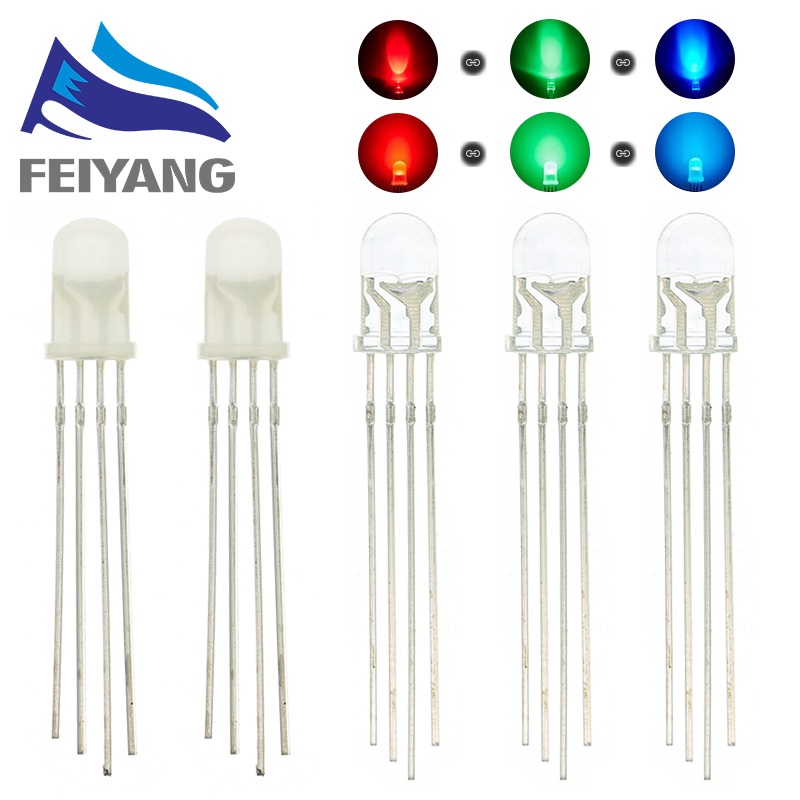 Set 10 Bóng Đèn LED RGB Nhiều Màu Sắc 5mm 3V