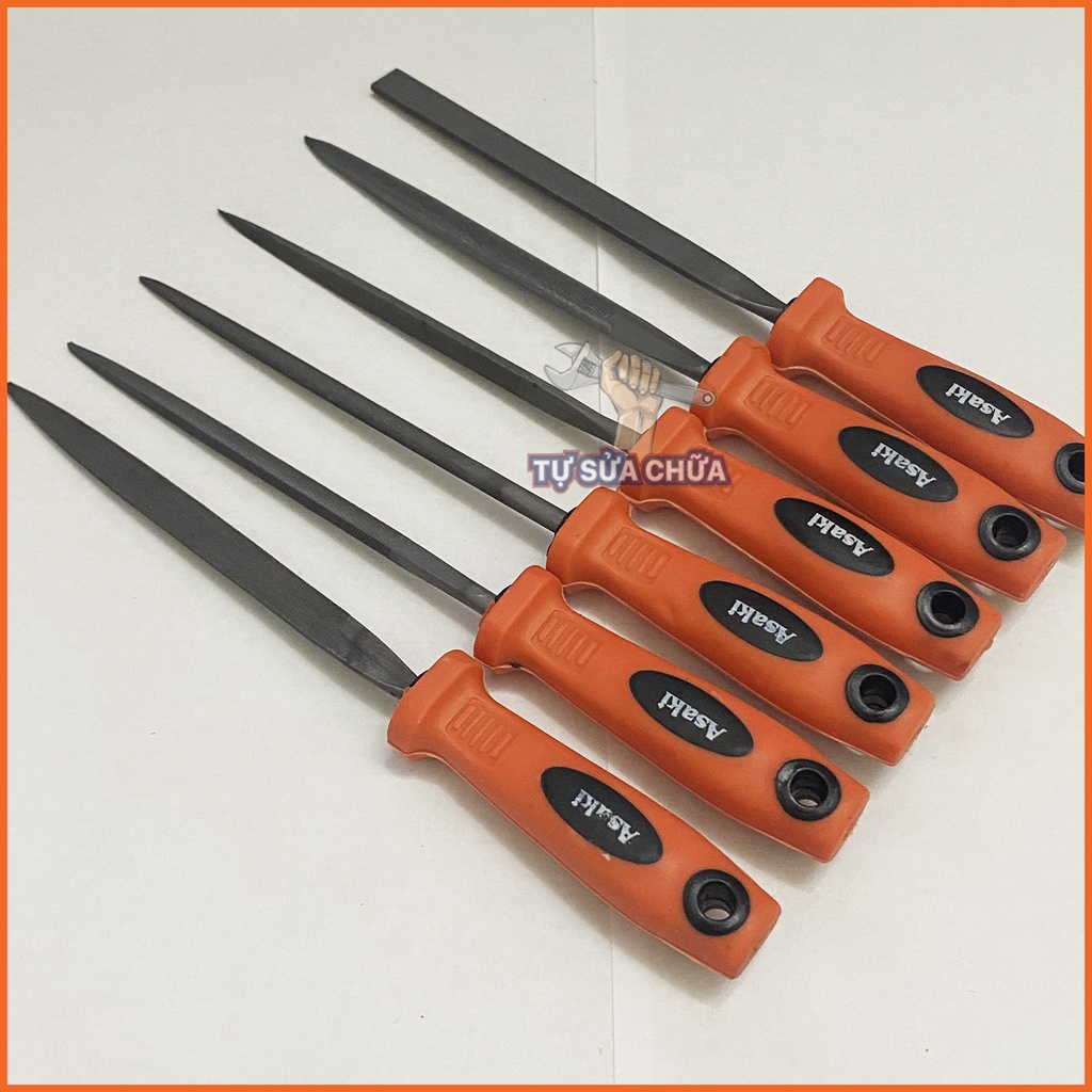 Bộ 6 dũa mài kim loại hợp kim 4x160mm Asaki AK-3899, bộ giũa mài đa năng thép carbon T2 chống mài mòn, dũa mini cao cấp