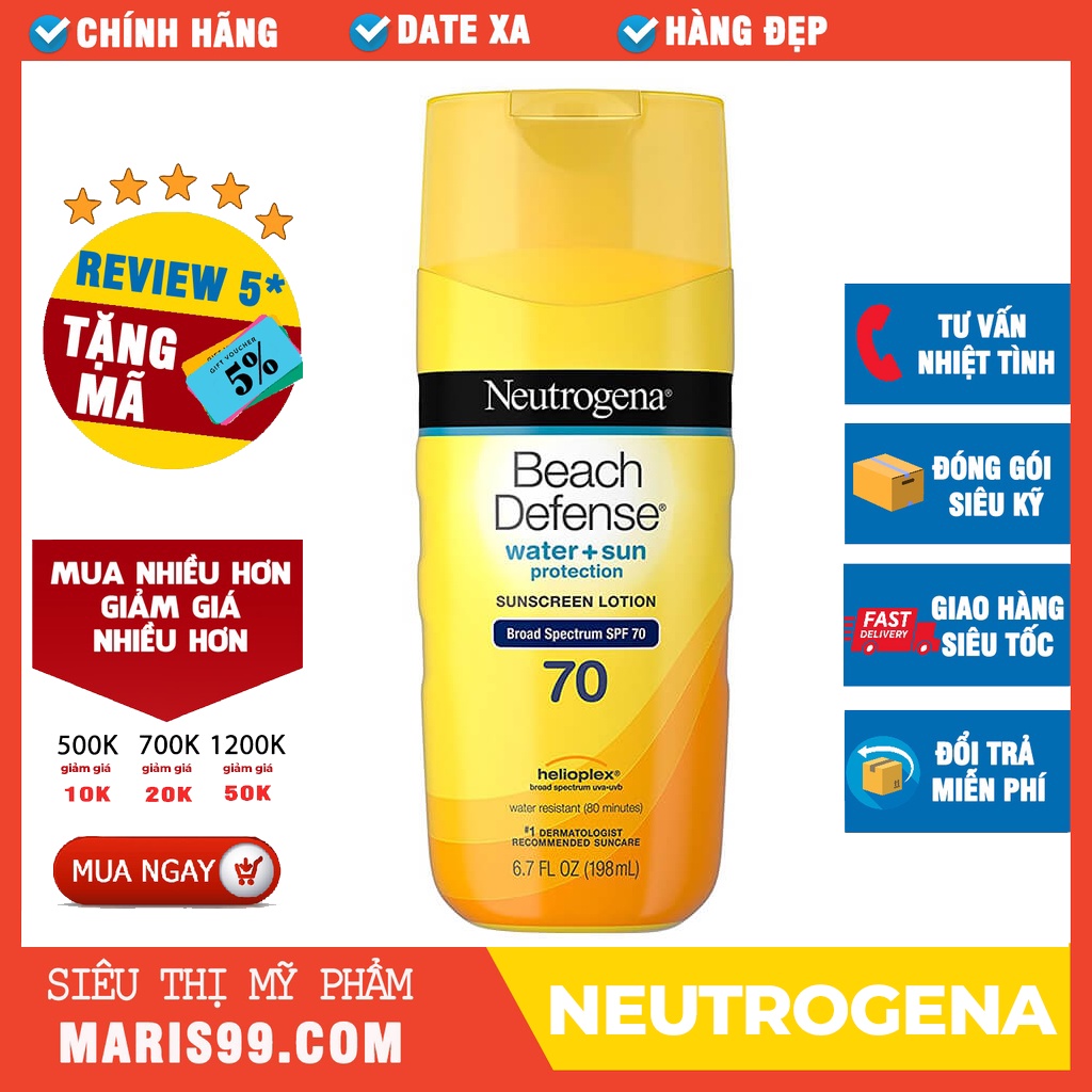 Kem chống nắng Neutrogena Beach Defense Sunscreen Lotion SPF 70