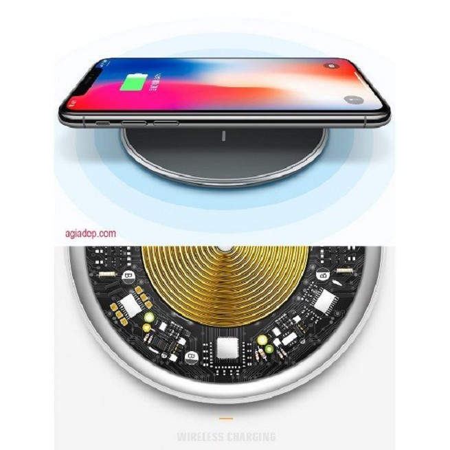 Đế sạc điện thoại không dây wireless (Chuẩn QI) sạc nhanh cho iPhone 8, X, Samsung, v.v. Kiểu 5 - Đĩa tròn