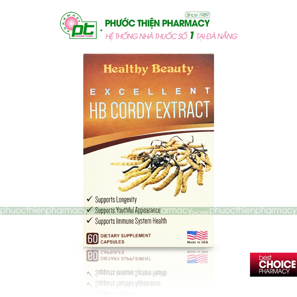 Đông Trùng Hạ Thảo Giúp Ăn Ngon Ngủ Ngon, Thanh Lọc Phổi HB Cordy Extract Healthy Beauty 60 Viên