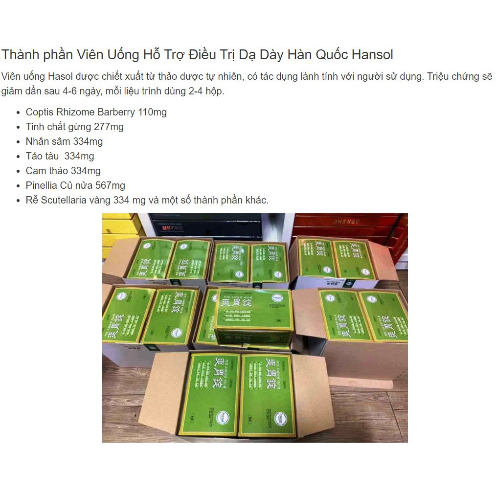 Chống trào ngược dạ dày - Hansol hỗ trợ dạ dày Hàn Quốc - Hàng chính hãng