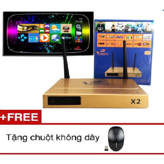 [Mã ELMS5 giảm 7% đơn 300k] Androi Tivi Box VINABOX X2 + Tặng chuột không dây,tay game