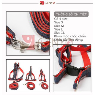 Dây dắt vải jean cho thú cưng cute