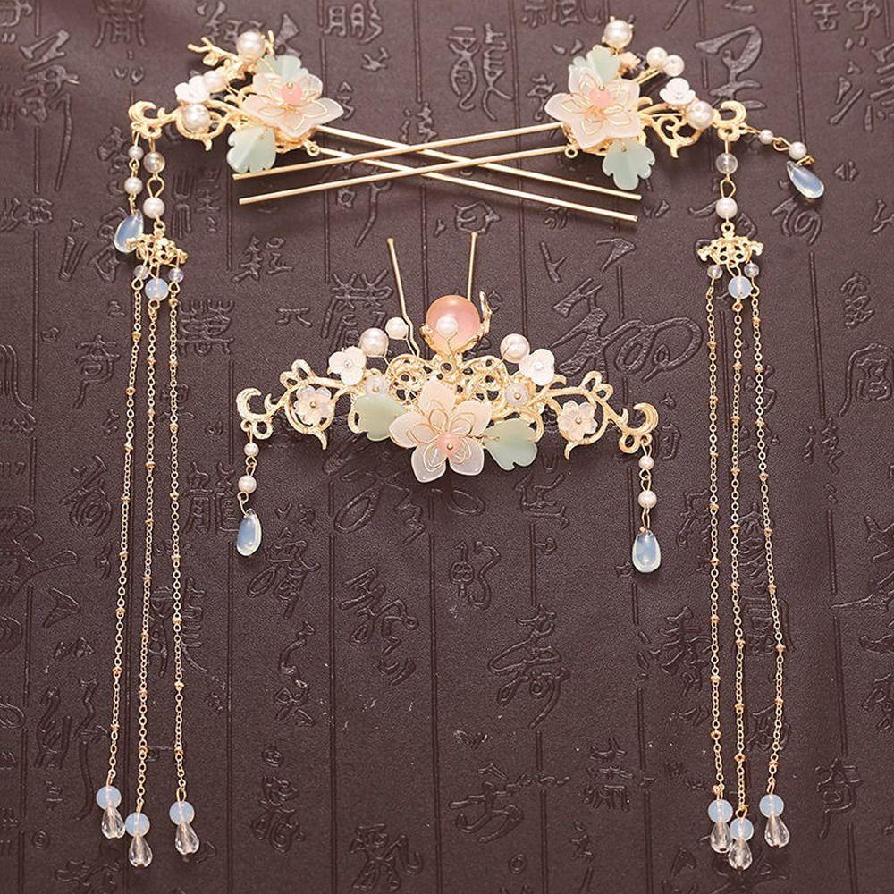 Trâm Cài Tóc Đính Hoa Tua Rua Phong Cách Trung Hoa Cổ Điển Dành Cho Trẻ Em