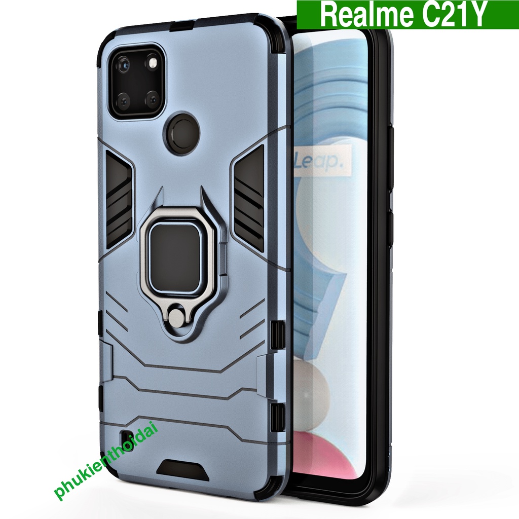 Ốp lưng Oppo Realme C21Y Iron Man Iring chống sốc giá đỡ xem phim kiêm nhẫn hút trên ô tô