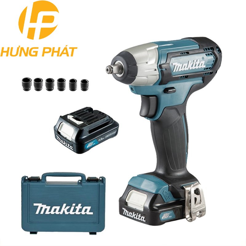 Máy siết bulong dùng pin Makita TW140DSYEX (12V - Đầu cốt 3/8&quot; - 9.5mm) - Tặng kèm bộ 5 khẩu Makita chính hãng