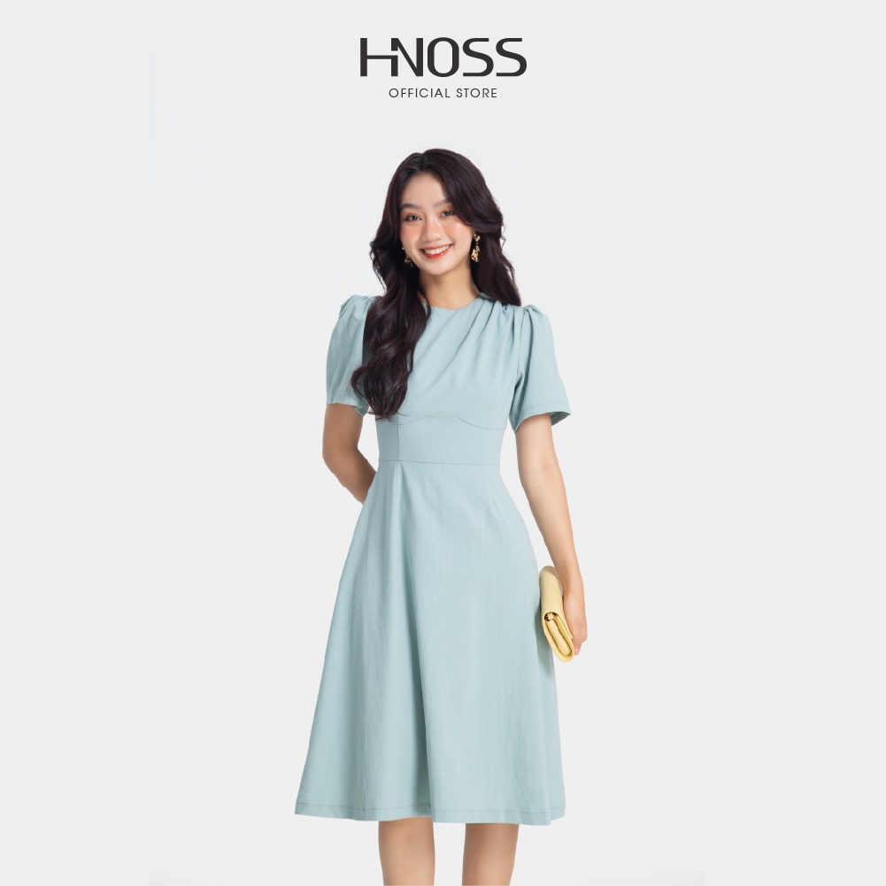 Đầm lửng nữ thời trang HNOSS kiểu tay rút HNDLU031