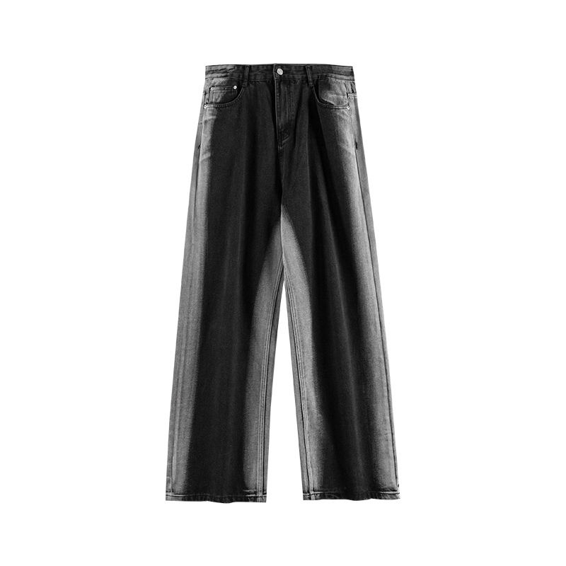 Quần Jeans Dài Ống Rộng Màu Đen Phong Cách Đường Phố Nhật Bản Cho Nam