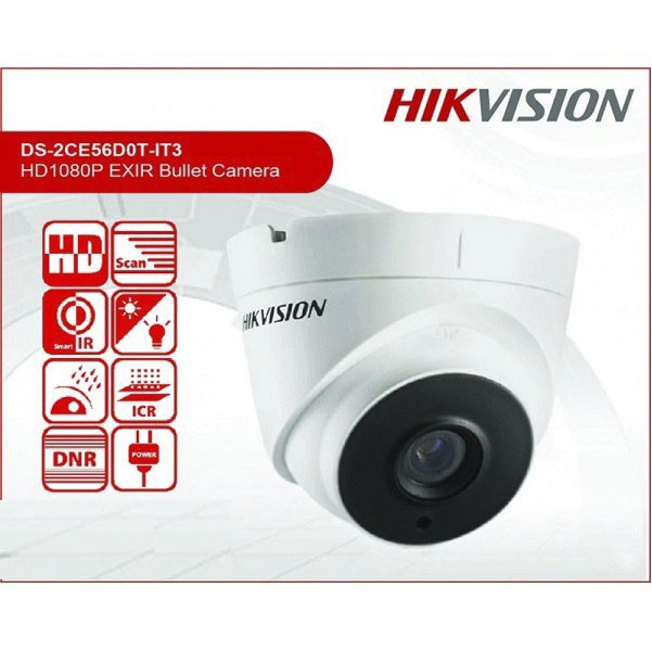 CAMERA HDTVI DOME HIKVISION DS-2CE56D0T-IT3 (2.0MP) hồng ngoài 40m (Bảo hành 24T)