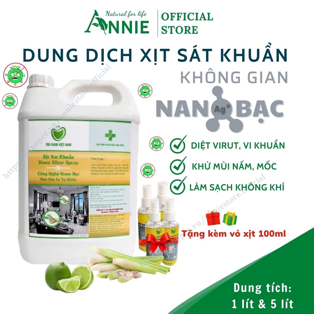 Dung dịch Nano bạc khử khuẩn khử mùi ô tô phòng ở chuyên dụng cho máy xông khuếch tán chính hãng Táo Xanh Việt Nam